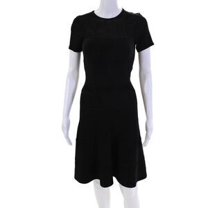 M. Patmos Womens Short Sleeve Stretch Knee Length Dress Black Size XS